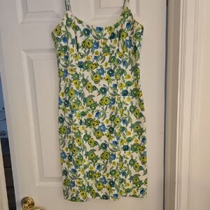 Green and Blue Spaghetti Strap Mini Sundress